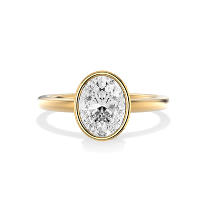 The Alicante Ring - Bezel Set Oval Solitaire - Lab Grown Diamond
