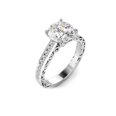 The Riviera Ring - Channel Set Band with Vintage Sides - Lab Grown Diamond
