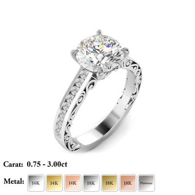 The Riviera Ring - Channel Set Band with Vintage Sides - Lab Grown Diamond
