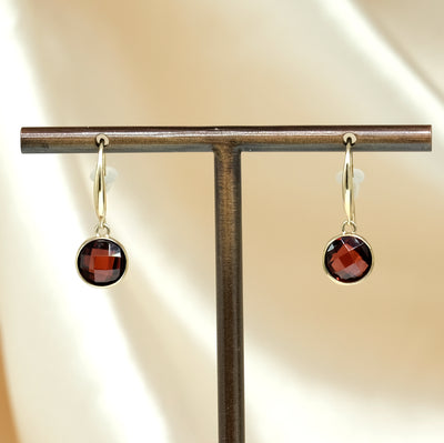 9K Yellow Gold Garnet Earrings