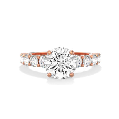 The Diana Ring - Lab Grown Diamond with Large Diamond Pave Band and Hidden Halo