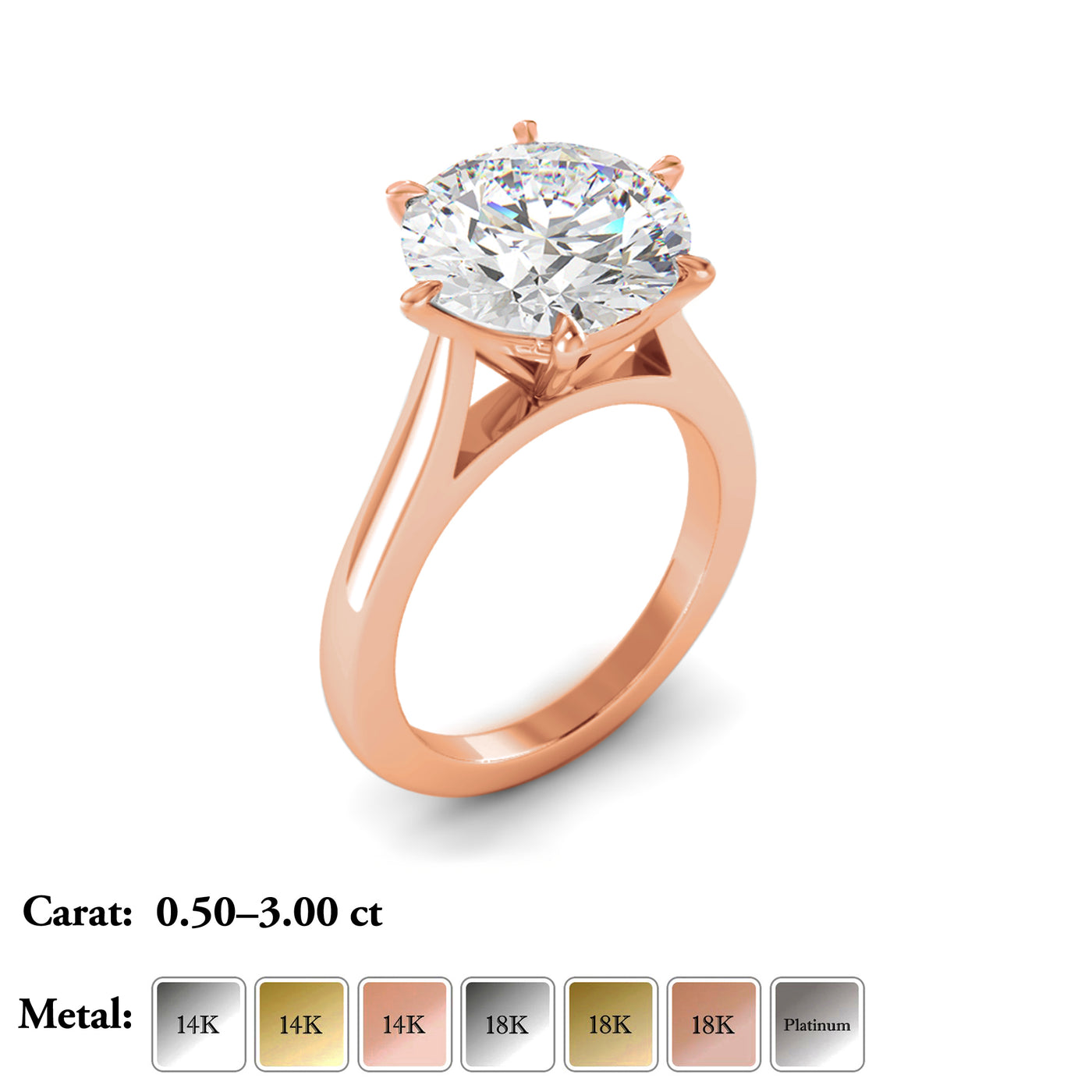 Cathedral Solitaire  Lab Grown Diamond Engagement Ring 6 Claw