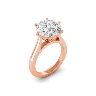 The Claudia Ring - 6 Claw Cathedral Round Solitaire - Lab Grown Diamond