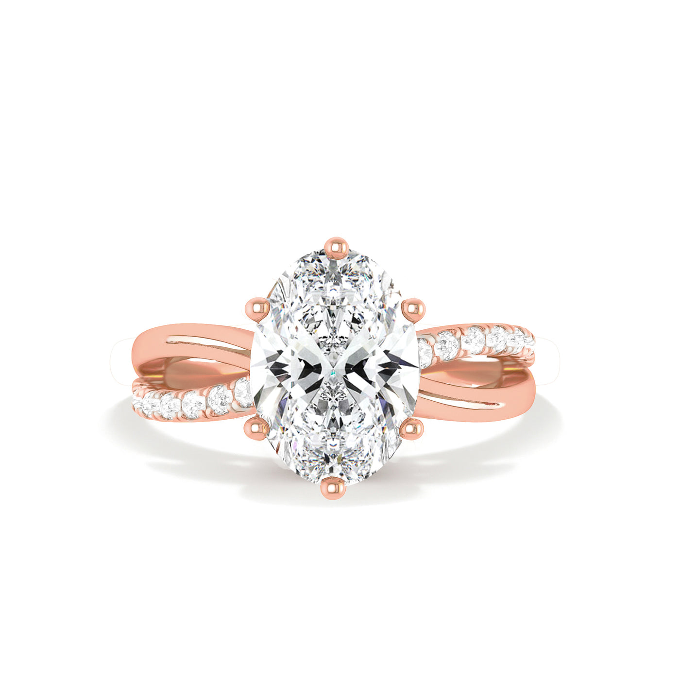 The Selena Ring - Oval Lab Grown Diamond with Twisted Pavé Band and Hidden Halo