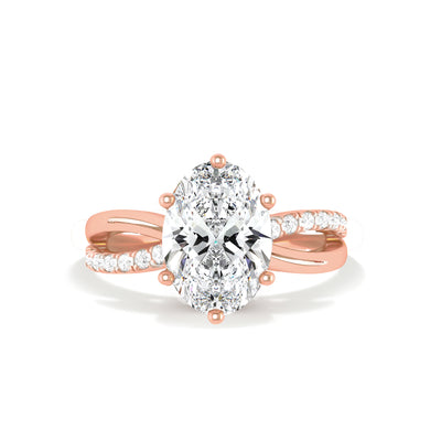 The Selena Ring - Oval Lab Grown Diamond with Twisted Pavé Band and Hidden Halo