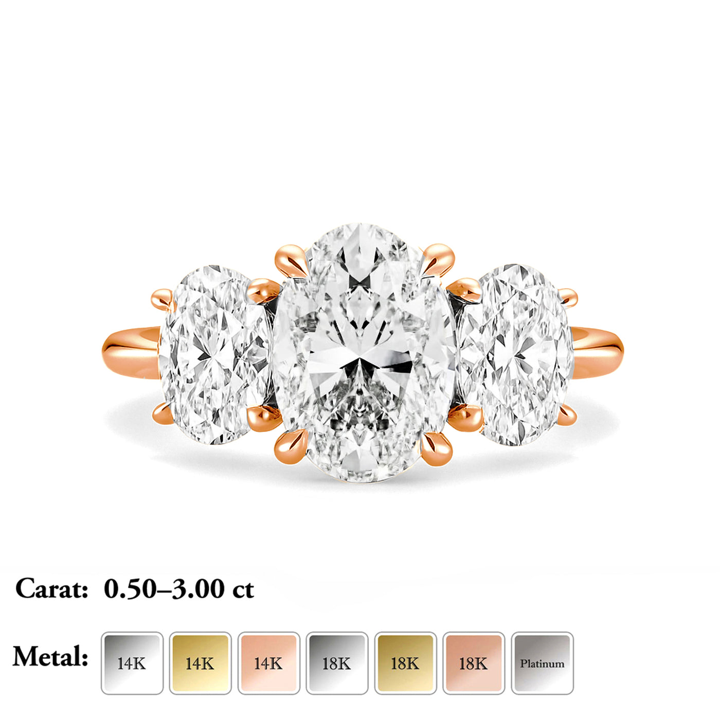 The Grace Ring - Oval Lab-Grown Diamond Trilogy with Hidden Halos