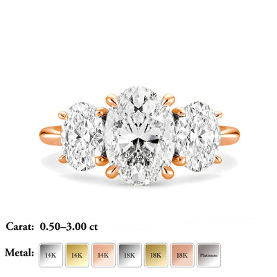 The Grace Ring - Oval Lab-Grown Diamond Trilogy with Hidden Halos