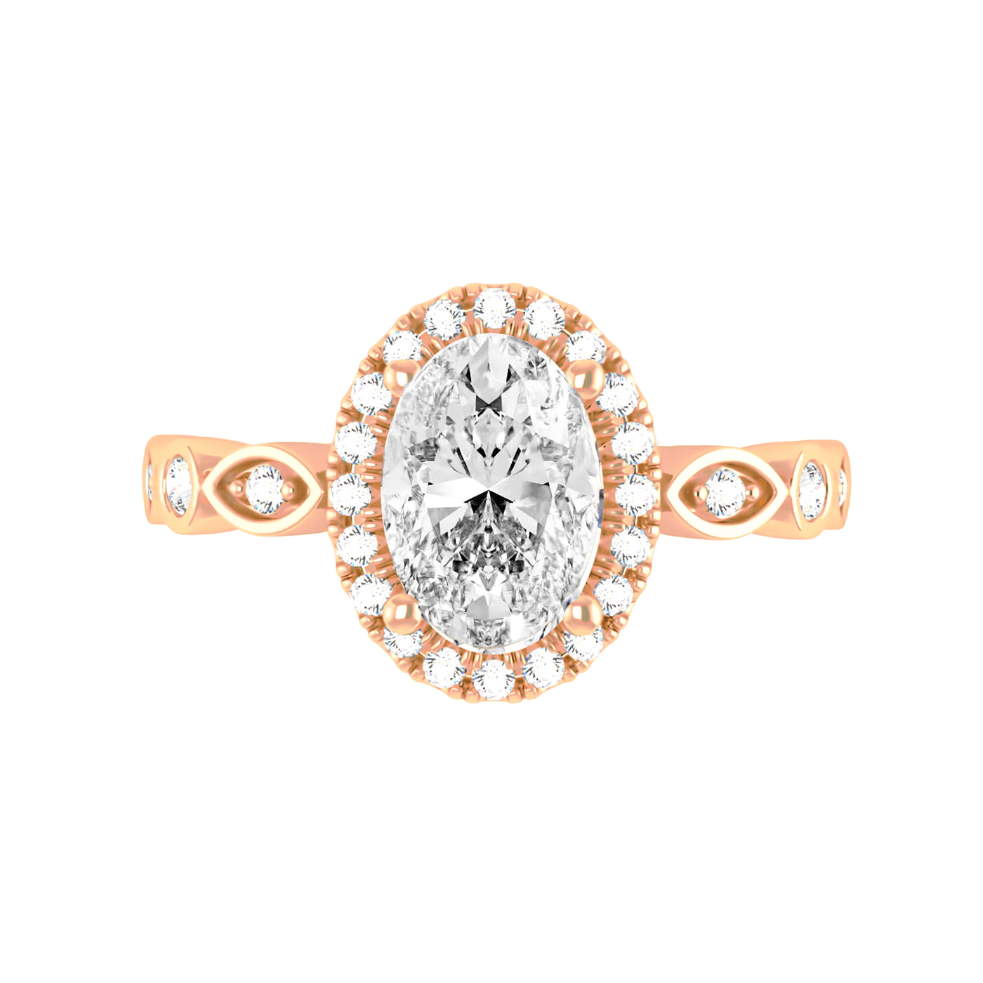 Oval Lab Grown Diamond Halo Engagement Ring - Eleanor