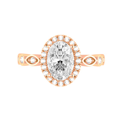 Oval Lab Grown Diamond Halo Engagement Ring - Eleanor