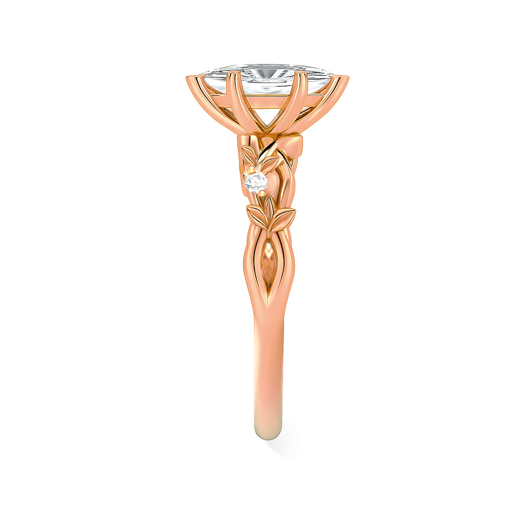 The Liana Ring - Solitaire Leaf Design
