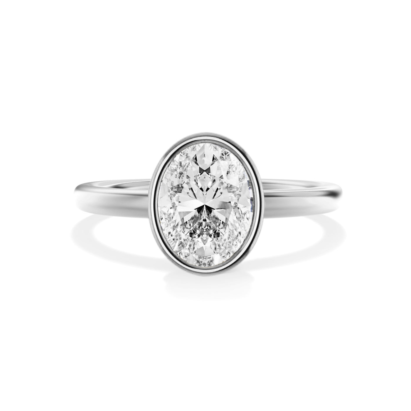 The Alicante Ring - Bezel Set Oval Solitaire - Lab Grown Diamond