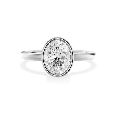 The Alicante Ring - Bezel Set Oval Solitaire - Lab Grown Diamond