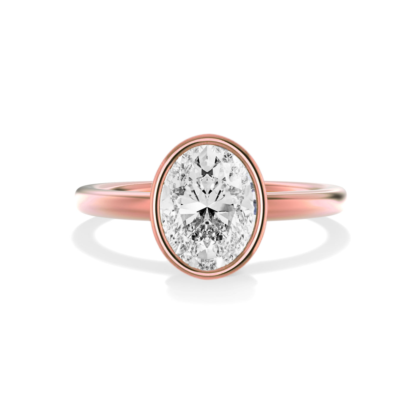 The Alicante Ring - Bezel Set Oval Solitaire - Lab Grown Diamond