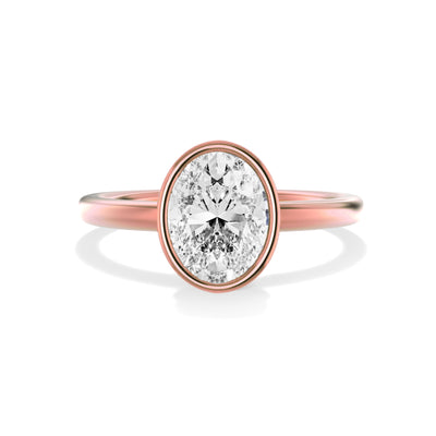 The Alicante Ring - Bezel Set Oval Solitaire - Lab Grown Diamond