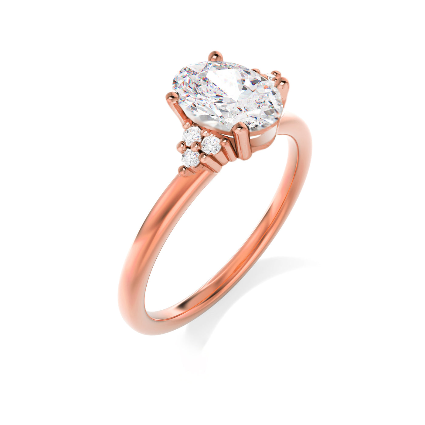 The Gabrielle Ring - Oval With Tri Accent Diamonds - Lab Grown Diamond