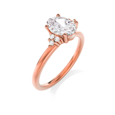 The Gabrielle Ring - Oval With Tri Accent Diamonds - Lab Grown Diamond