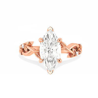 The Liana Ring - Solitaire Leaf Design