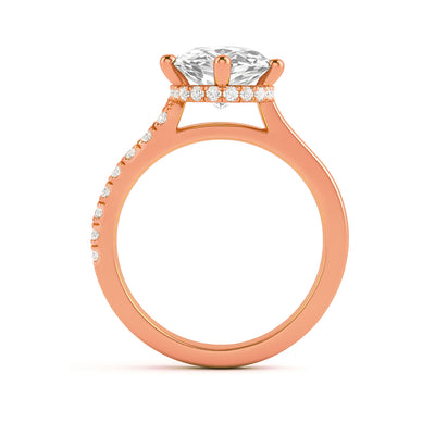 The Selena Ring - Oval Lab Grown Diamond with Twisted Pavé Band and Hidden Halo