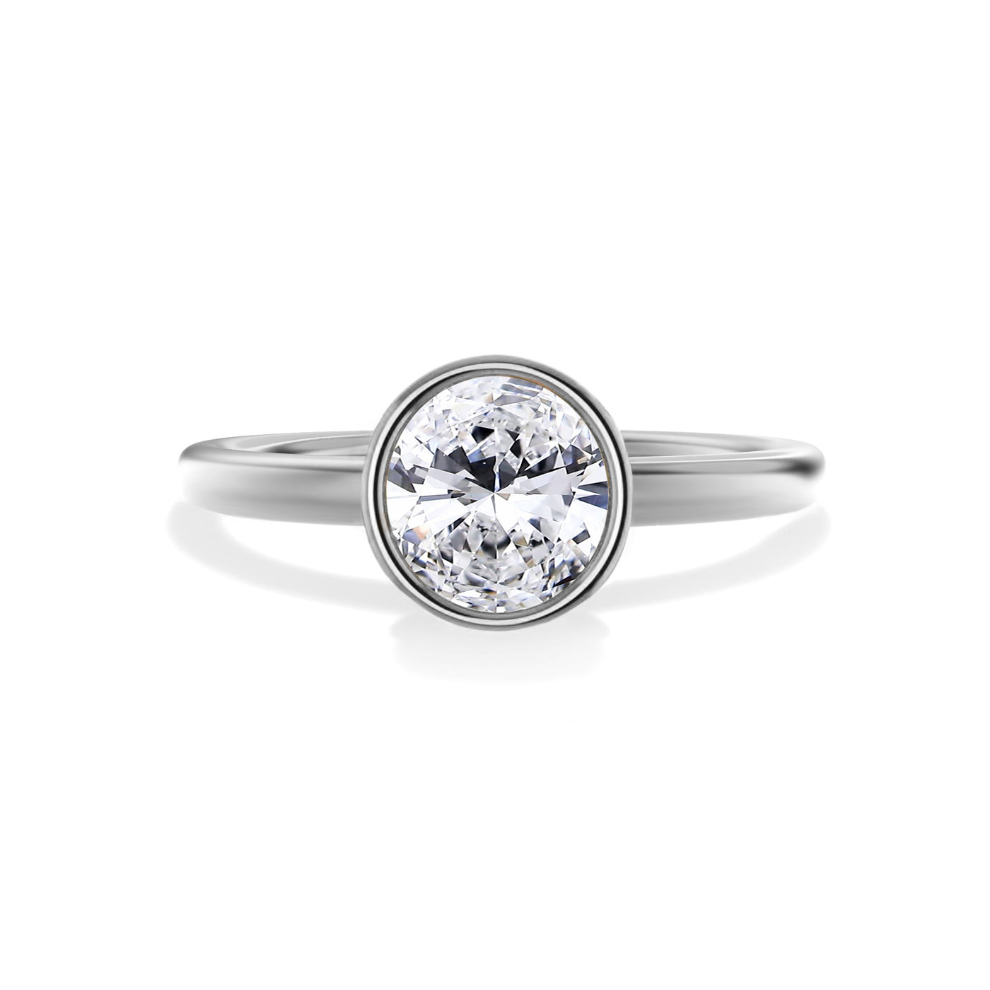 Bezel Set Round Lab Grown Diamond Engagement Ring - Alicante