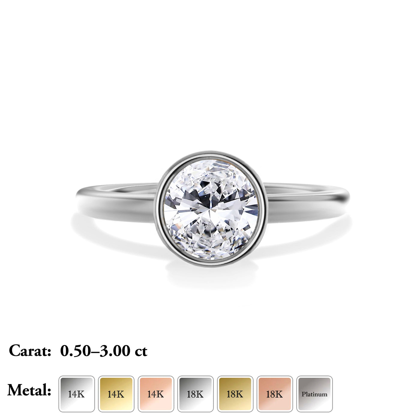 Bezel Set Round Lab Grown Diamond Engagement Ring with Cathedral Setting- Seville