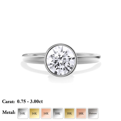 The Seville Ring - Bezel Set Cathedral Round Solitaire - Lab Grown Diamond