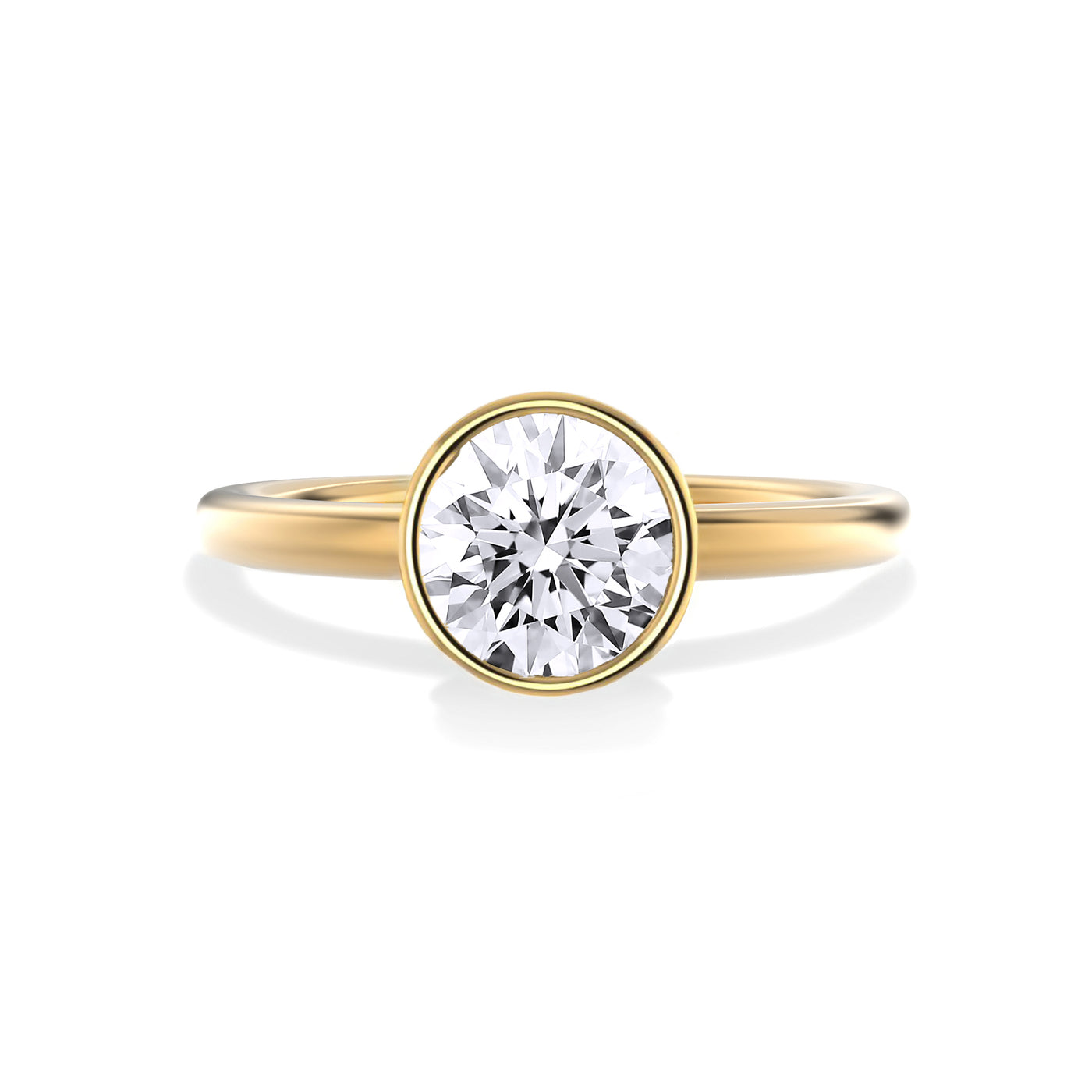 The Seville Ring - Bezel Set Cathedral Round Solitaire - Lab Grown Diamond