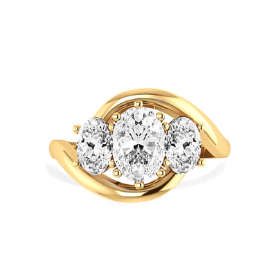 The Camila Ring - Three Stone Oval Diamond Ring with a twisted band