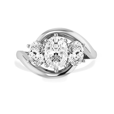 The Camila Ring - Three Stone Oval Diamond Ring with a twisted band