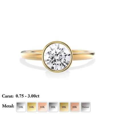 The Alicante Ring - Bezel Set Round Solitaire - Lab Grown Diamond