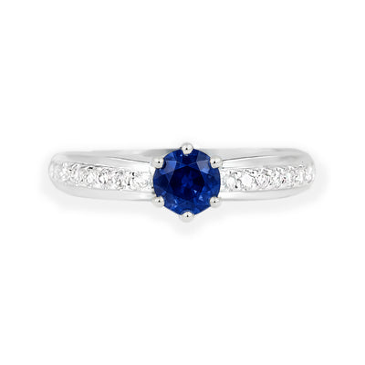 18K White Gold Sapphire & Diamond Ring