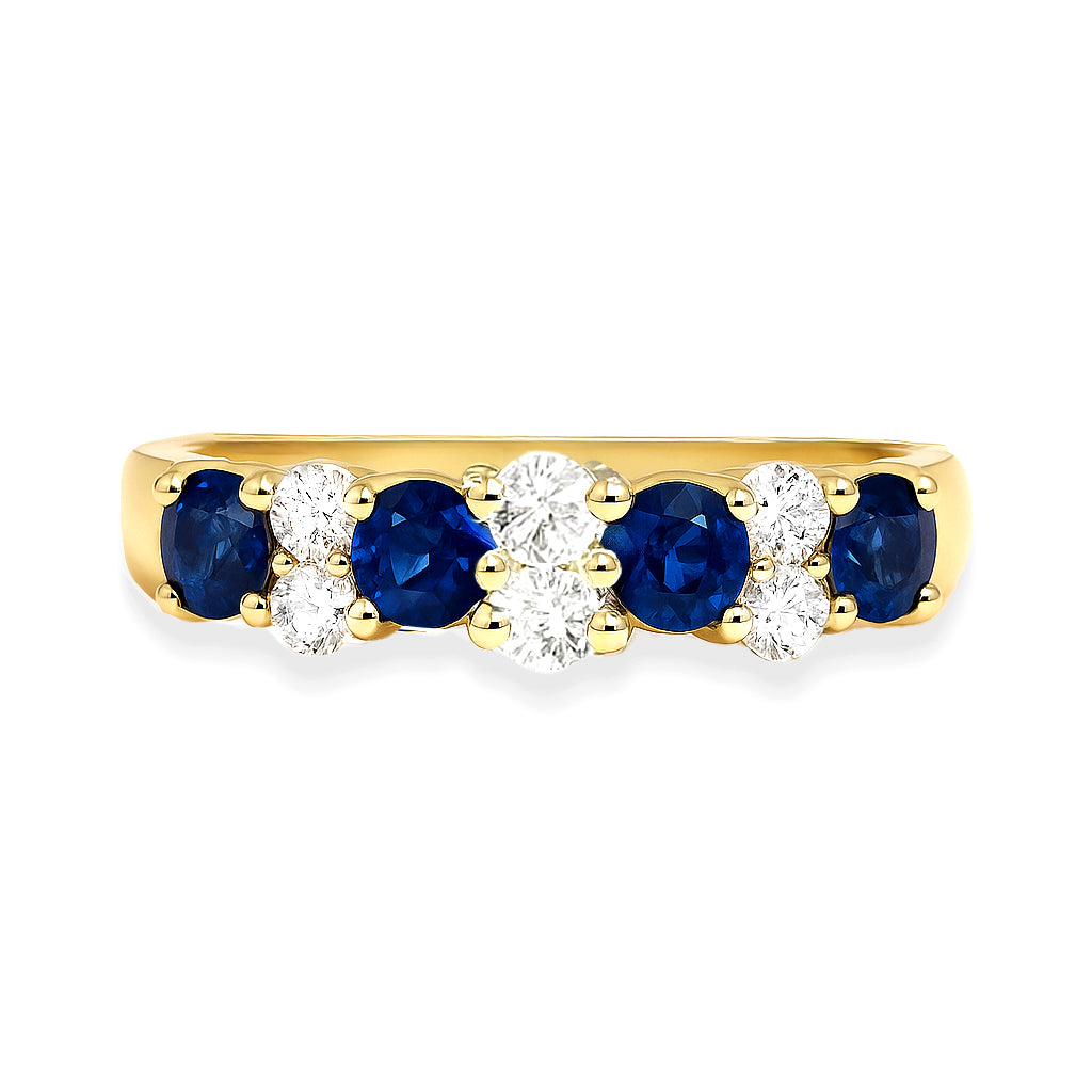 18K Yellow Gold Sapphire & Diamond Ring