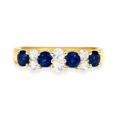 18K Yellow Gold Sapphire & Diamond Ring