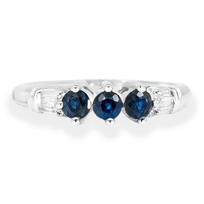 10k White Gold Sapphire & Diamond Ring