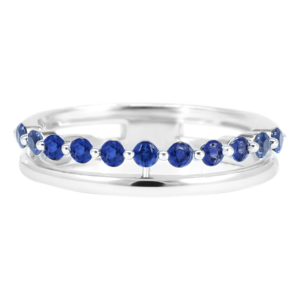 14K White Gold Sapphire Double Ring