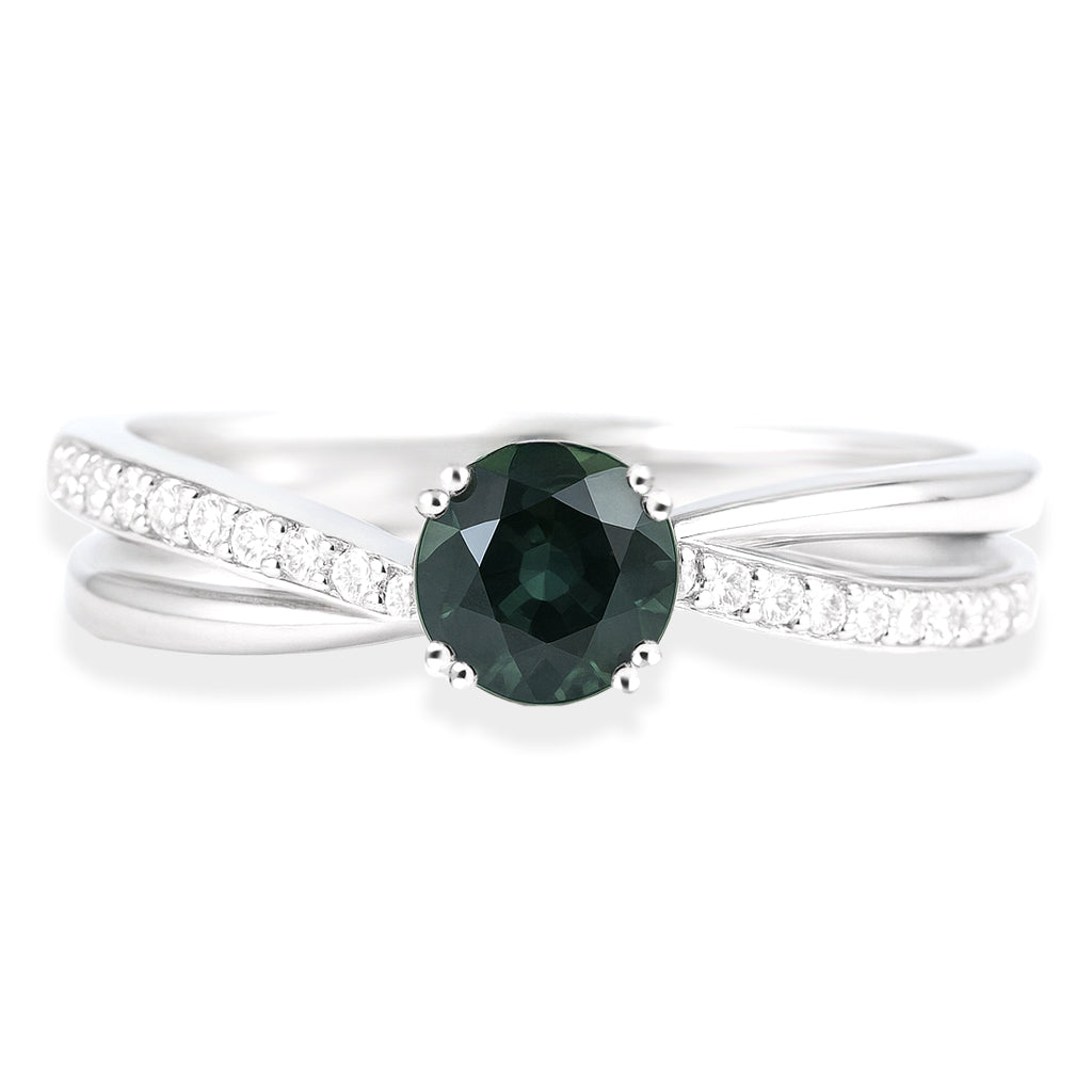 18K White Gold Sapphire & Diamond Ring