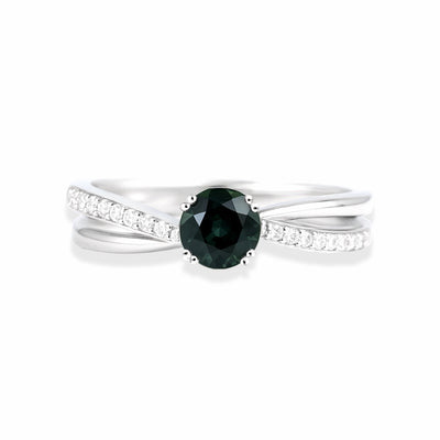 18K White Gold Sapphire & Diamond Ring