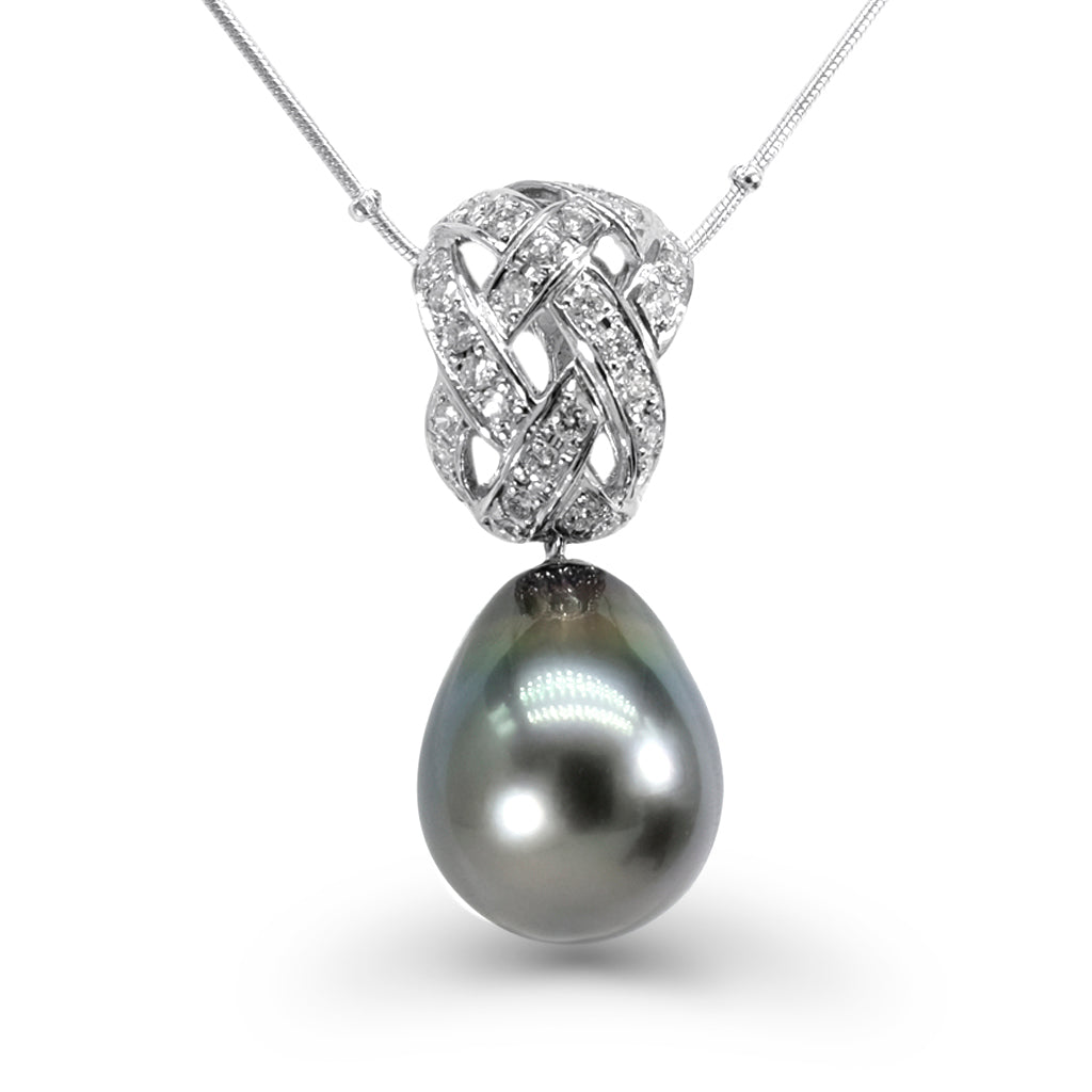 Platinum Tahitian Pearl & Diamond Pendant