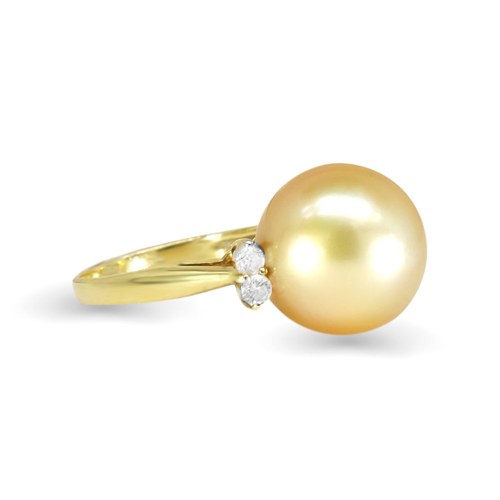 18K Yellow Gold Diamond & Golden South Sea Pearl Ring