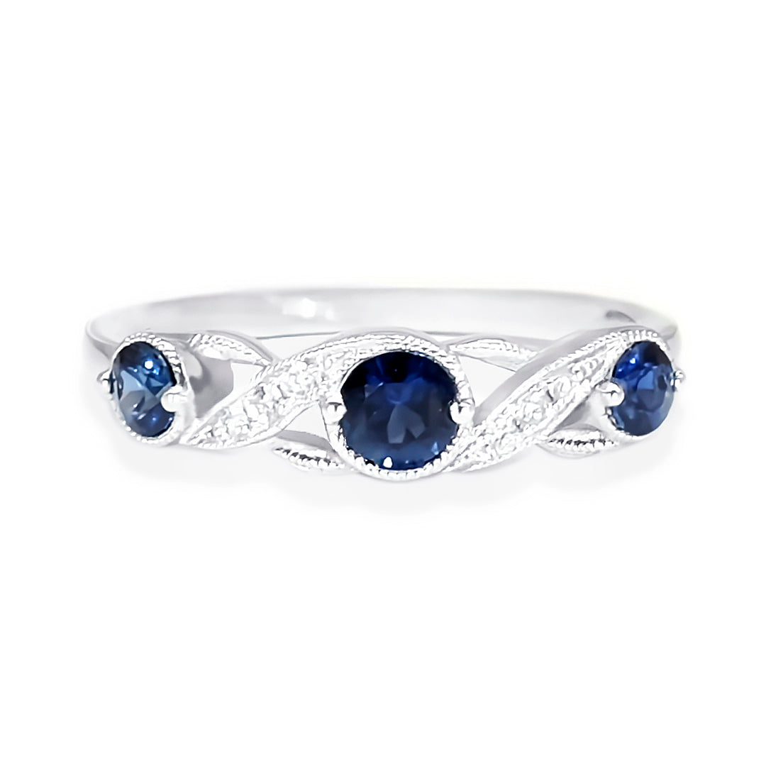 14K White Gold Sapphire & Diamond Ring