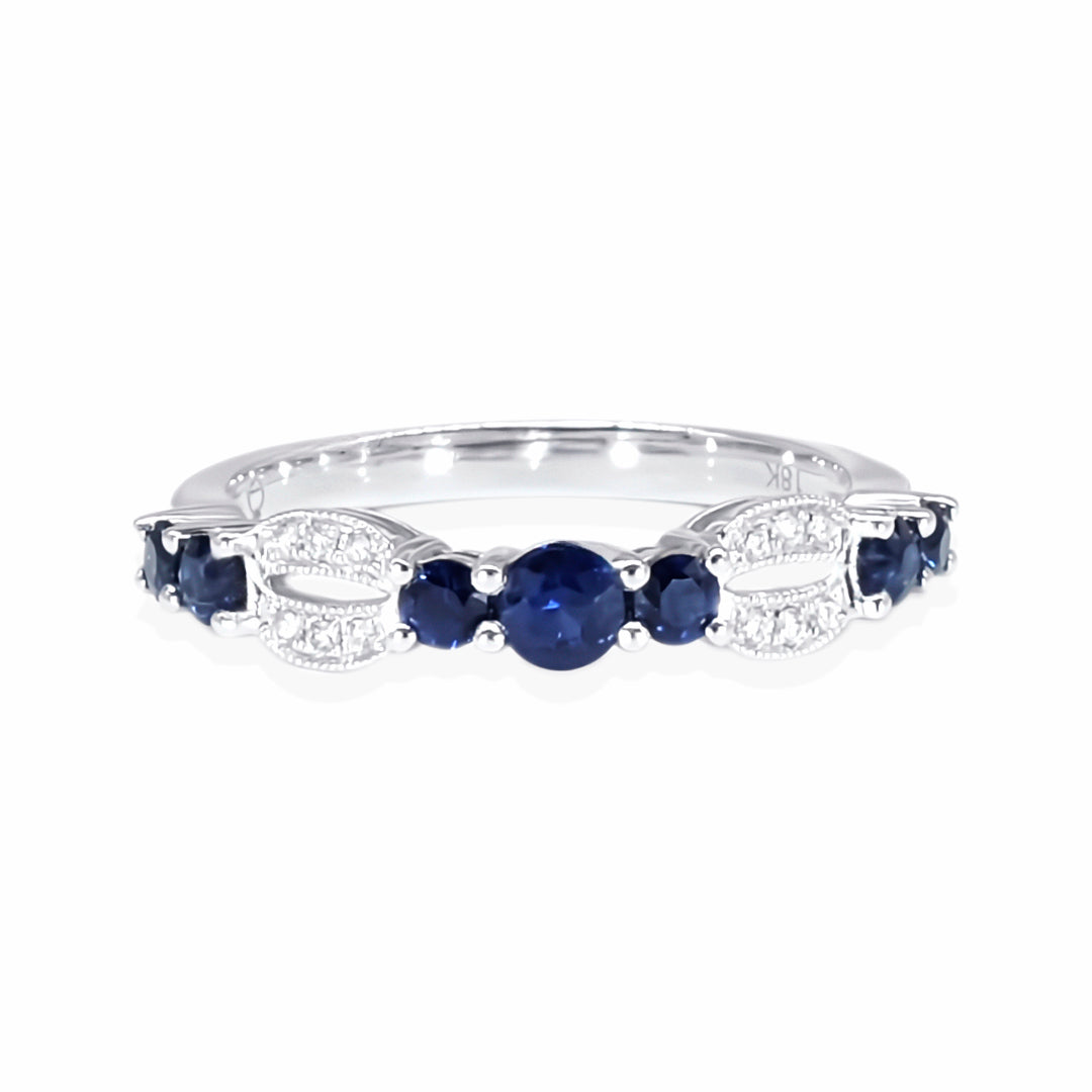 18K White Gold Sapphire & Diamond Ring