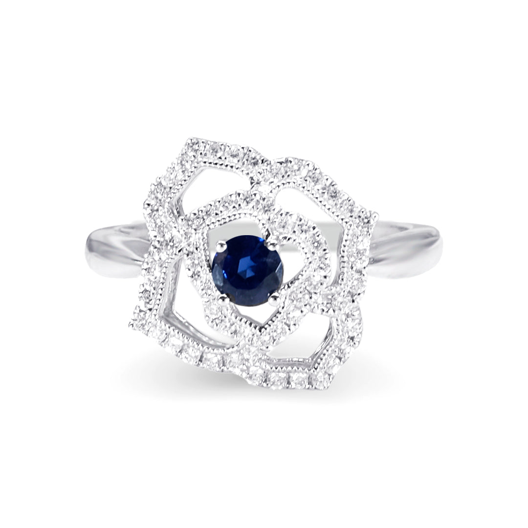 18K White Gold Sapphire & Diamond Ring