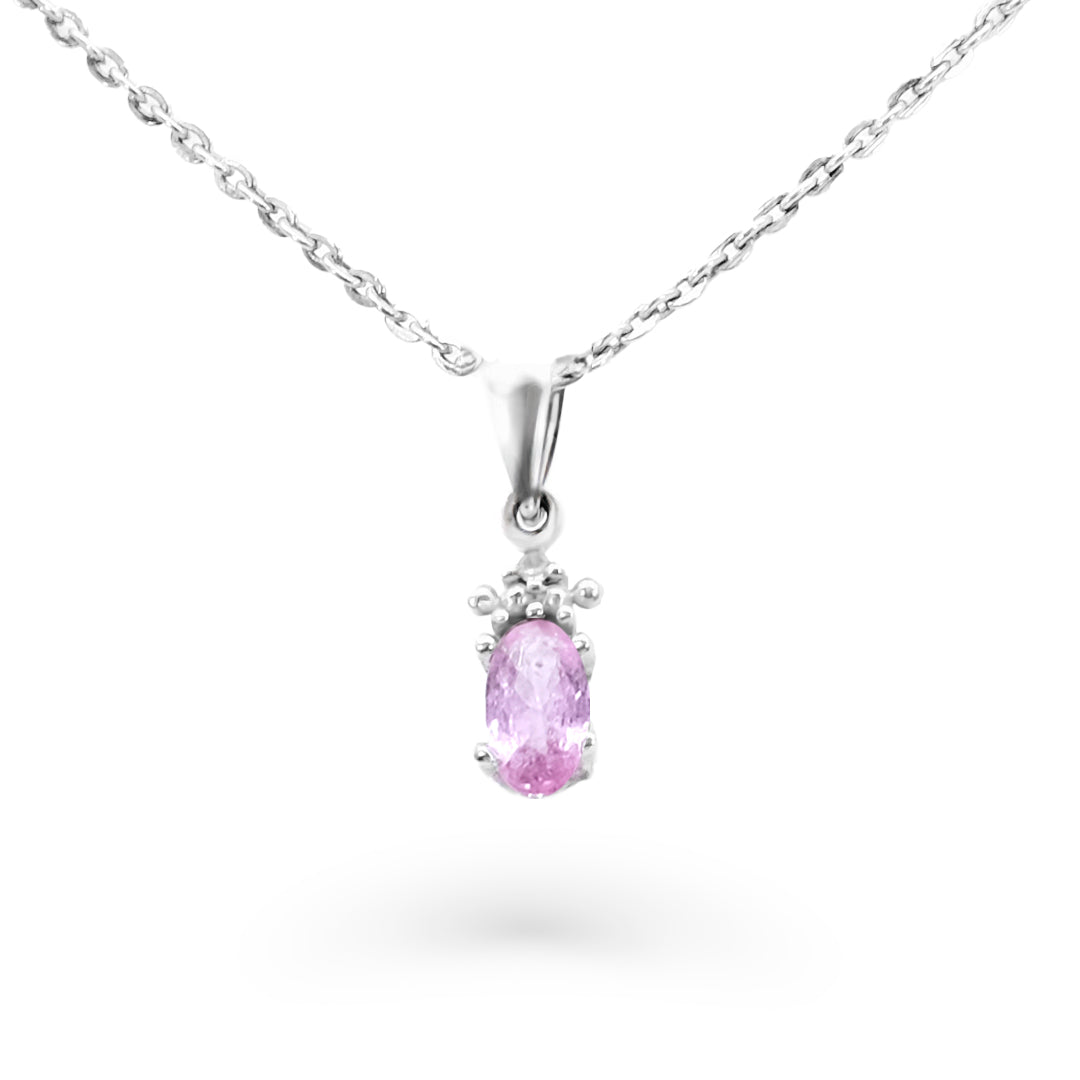 10K White Gold Pink Sapphire Pendant