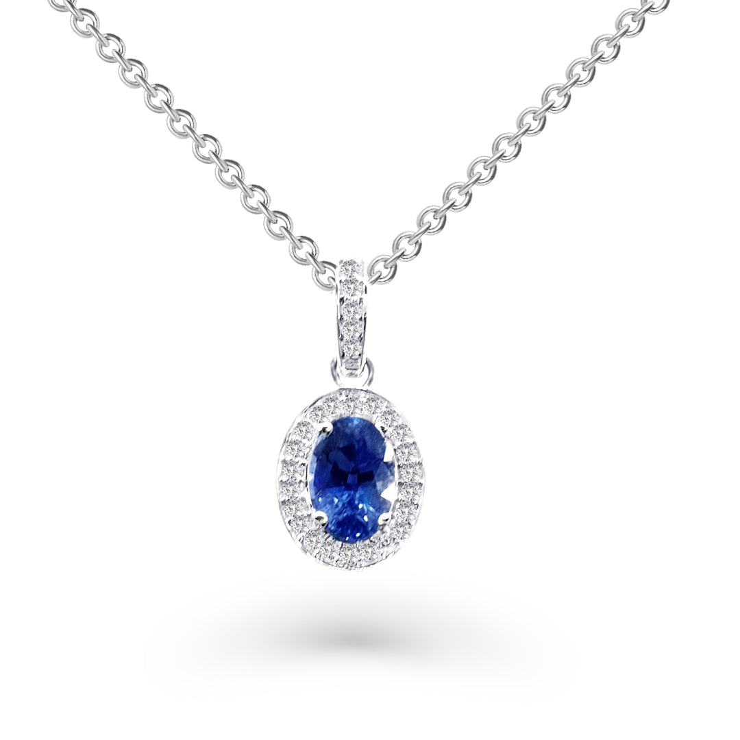 18k White Gold Sapphire & Diamond Pendant