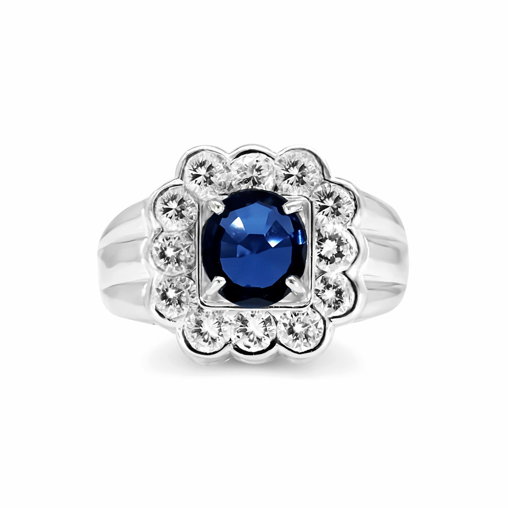 Platinum Sapphire & Diamond Ring