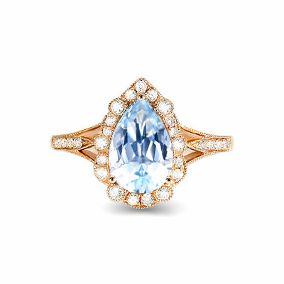 Rose Gold Aquamarine & Diamond Ring