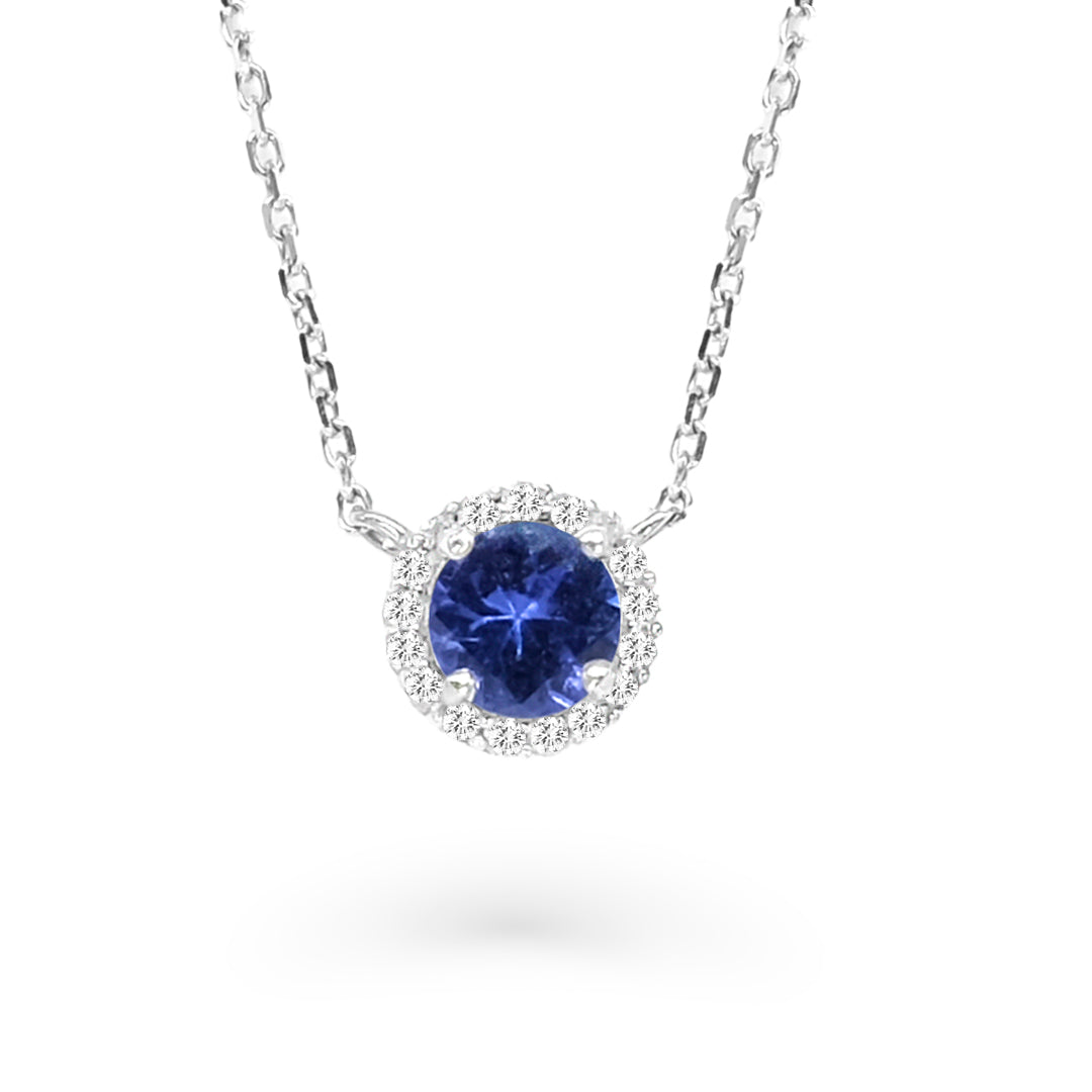 9K White Gold Tanzanite & Diamond Necklace