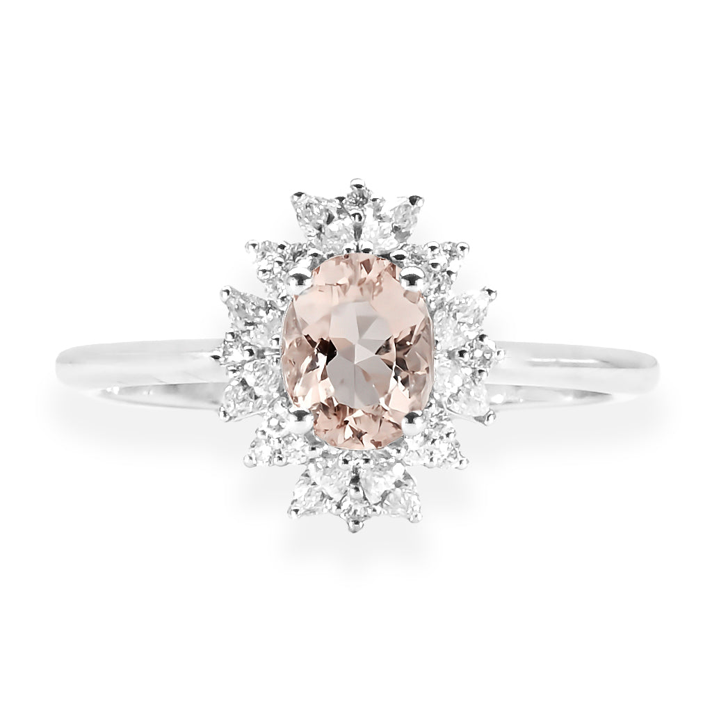 18K White Gold Australian Pink Sapphire & Diamond Ring