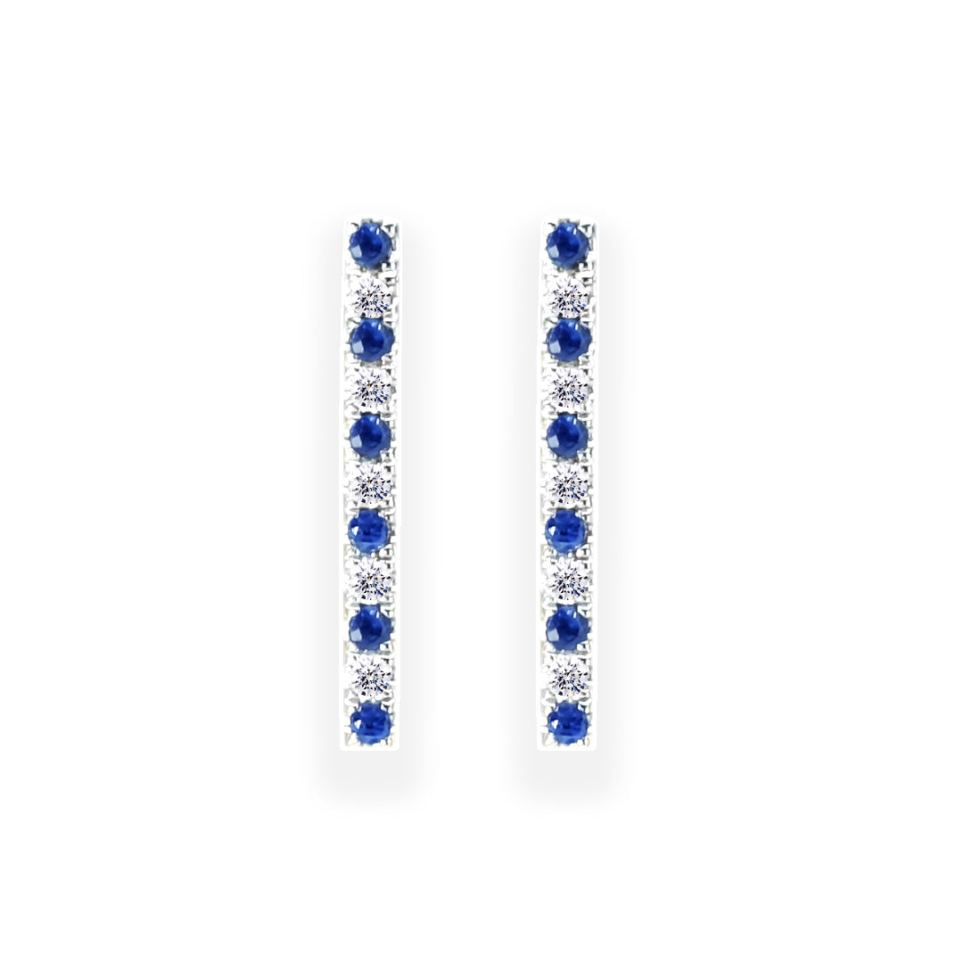 18K White Gold Diamond & Sapphire Earrings