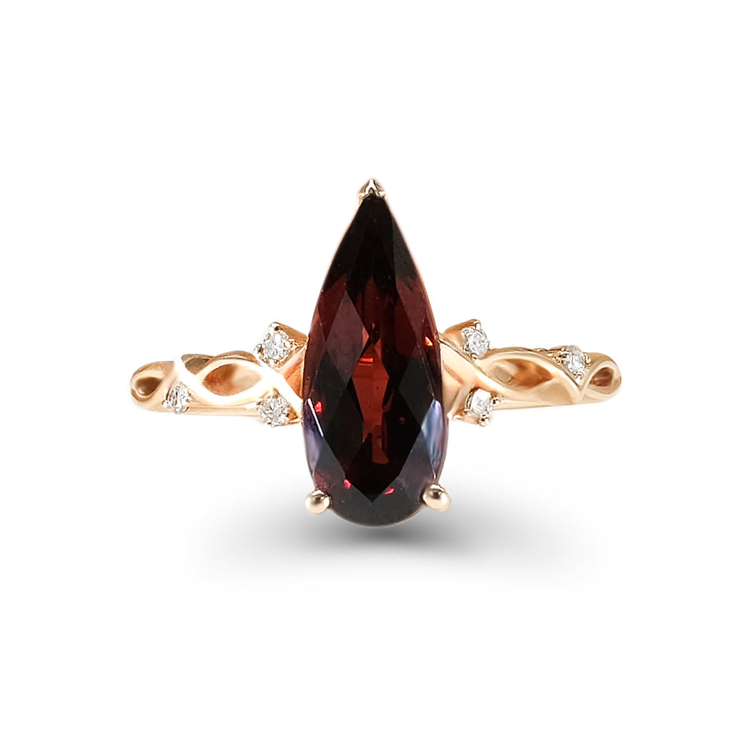 Rose Gold Diamond Garnet Ring