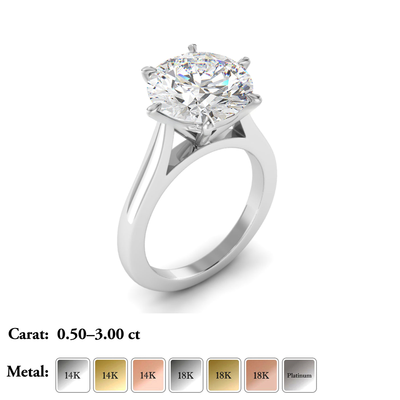 Cathedral Solitaire  Lab Grown Diamond Engagement Ring 6 Claw